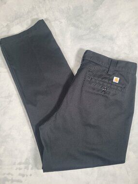Carhartt Pants Men's 36x32 Black Blended Twill Straight Fit Durable Work Nice